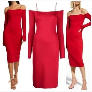 Alice + Olivia Dorinda Off-shoulder Fitted Midi Dress Size 2 NWT $398